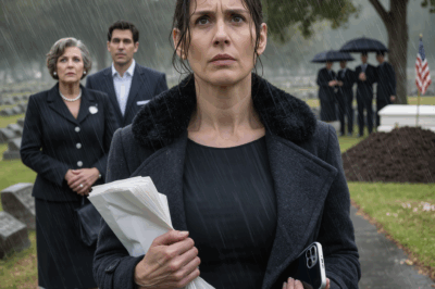My mother-in-law handed me divorce papers at her son’s funeral. “Sign here. You don’t deserve my family name.” I broke down, devastated. Then the phone rang. It was my lawyer. I put her on speaker. Her expression went from smug to horrified in seconds.
